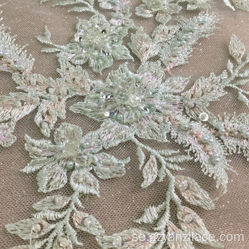 Mint Hand Beaded Embroidery Spetsstyg